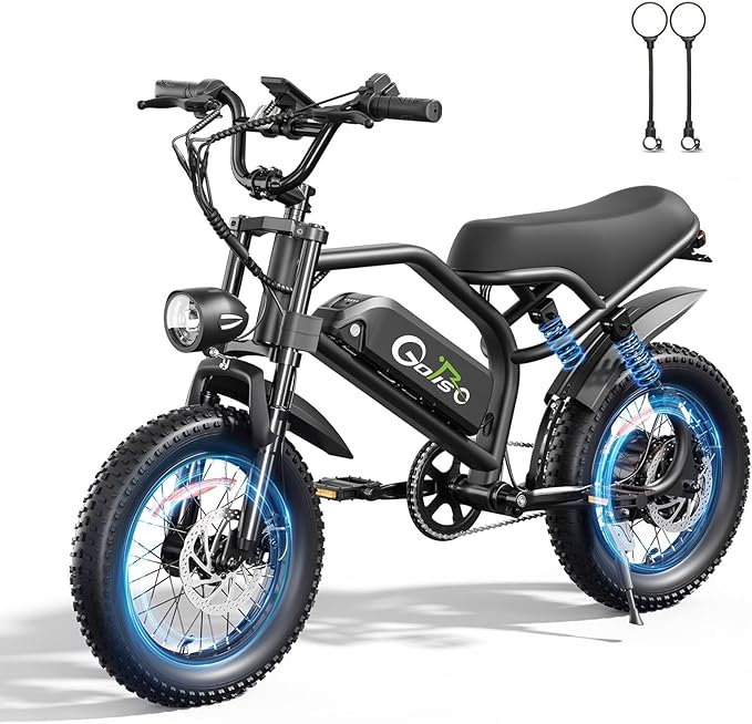 ADISTAR 16” Electric Bike for Adults/Teens, Peak 1500W & 65 Miles Long Range, 48V 15.6Ah Battery, Up to 28Mph, Full Suspension Fat Tire All-Terrain eBike on Mountains,Snow,Sand