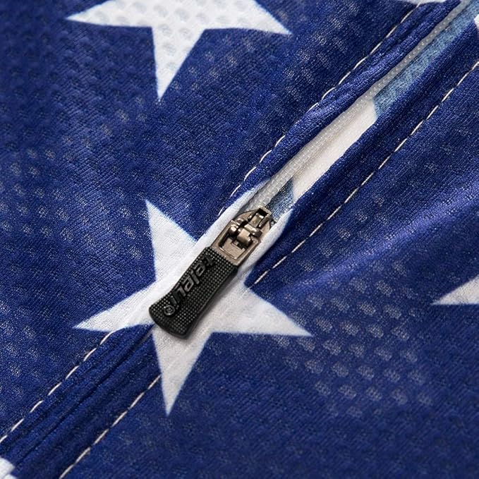Cycling Jersey Short Sleeve USA Style Bike Tops with Pocket Reflective Stripe