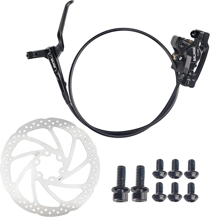 E830-Pro 2-Pin Power-off Connector 2-Pistons E-Bike Electric Power-Off Hydraulic Front/Rear/Set Brake with 160mm 6 bolts Disc Rotor, Hydraulic Disc Brake Caliper Lever for e-Bike, Fat Bike