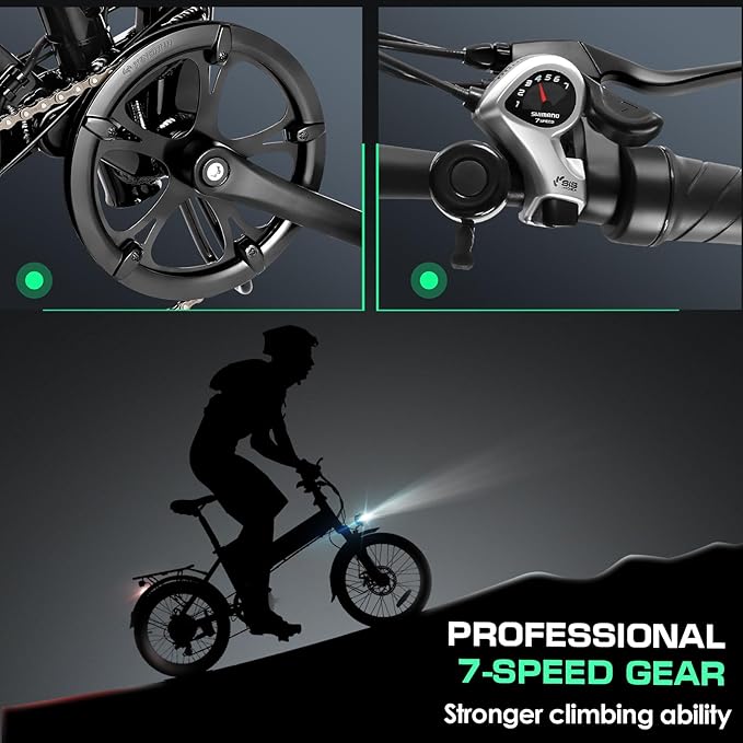 Vivi Folding Electric Bike for Adults, 20" x 2.4 Fat Tire Ebike, Peak 1000W Foldable Electric Bicycle, 22MPH Commuter E-Bike with 48V Removable Battery, 7 Speed, SGS Certified to UL2849