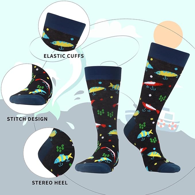 WeciBor Men's Dress Funny Crazy Colorful Novelty Combed Cotton Crew Socks 12 Pack - Size 7-10/10-13/13-15