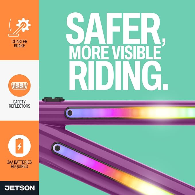 Jetson Light Rider Kids’ Light-up Unisex Bike, LED Light-up Frame, 3 Different Light Modes