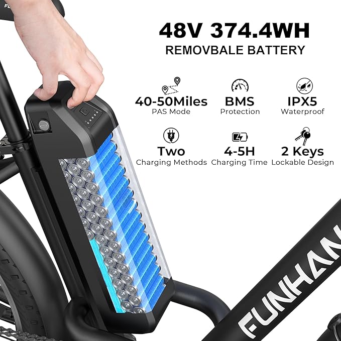 Electric Bike for Adults, 26" City Cruiser Ebike with 1000W Peak Motor, 21.7MPH 50 Miles Commuter Adult Electric Bicycles with 48V Battery, Adjustable Stem, 7-Speed, UL 2849 Certified