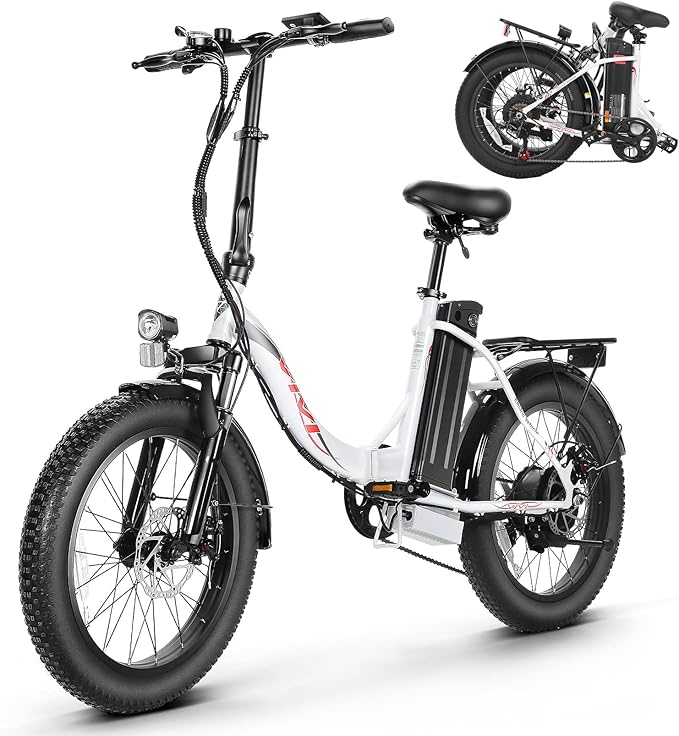Vivi MT20UL Portable Electric Bike 20" x3.0 Fat Tire Foldable E-Bike with 48V 499.2WH Detachable Battery, 1000W Peak Power, Up to 50 Miles Capacity, 7-Speed, 21.7MPH, SGS UL2849 Certified