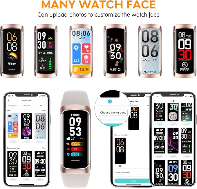Fitness Activity Tracker for Men Women,Smart Watch with Blood Pressure Monitor Heart Rate Sleep Monitor IP67 Waterproof Pedometer Step Counter Calorie Tracker Health Watch for Android iOS Phones