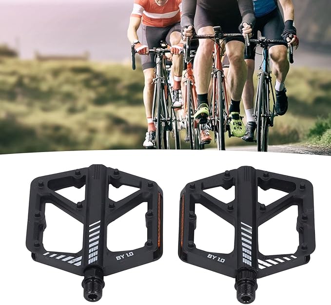 Cycle Pedal Nylon Fiber Enlarged Anti Slip Flat Platform Pedal for Road Mountain Cycle Lightweight Robust Durable Universal Fit 1 Pair (Black)