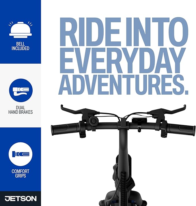 Jetson Bolt Electric Bike, Foot Pegs, Easy-Folding, Built-in Carrying Handle, Twist Throttle, Cruise Control, Up to 15.5 MPH, Range Up to 15 Miles, Ages 13+