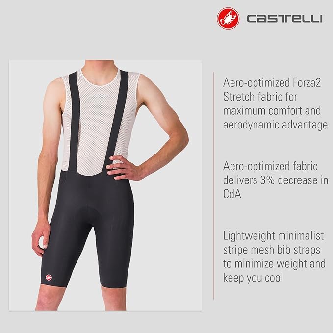 CASTELLI Men’s Free Aero Race S Bibshort, Aerodynamic Road Cycling Apparel, Pro-Level Seat Pad for Biking & Top-Level Racing