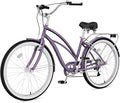 MOPHOTO 24" 26" Adult Bike 7-Speed Beach Cruiser Bike for Adults, Rear Rack, Fenders, Step-Through or Classic Frame
