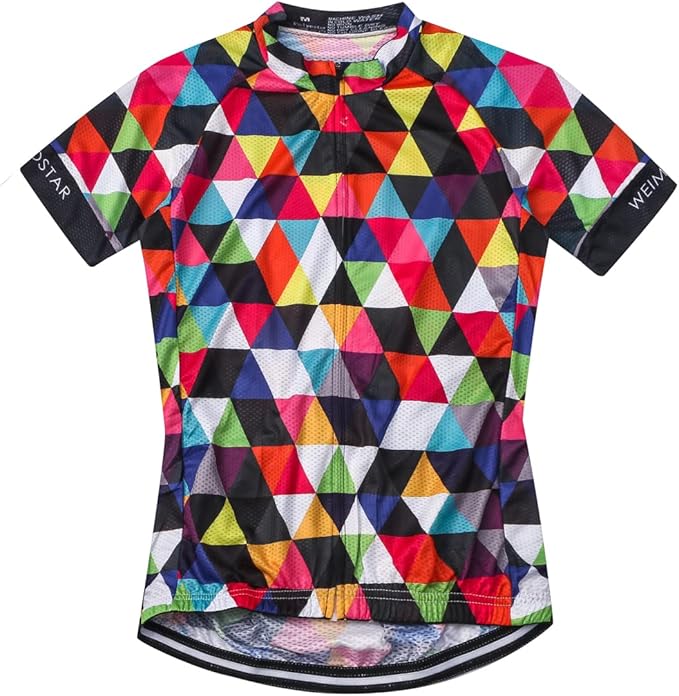 Weimostar Men's Cycling Jersey Short Sleeve Bike Clothing Multicolored Diamond