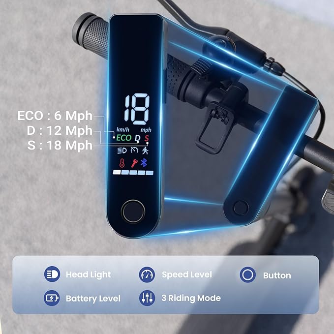 Electric Scooters - Electric Scooter for Adults, 500W Peak Motor, 18 Max MPH, 21 Miles Range, APP Control, Lightweight Foldable E-Scooter