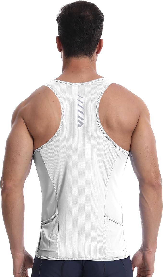 Lo.gas Sleeveless Cycling Jersey Men, Biking Base Layer Breathable and Lightweight with Back Pocket Sports Vest