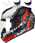 Full Face Motorcycle Helmet Racing Motocross Helmets with Pinlock Compatible Clear&Tinted Visors DOT Model Approved Street Bike Helmet