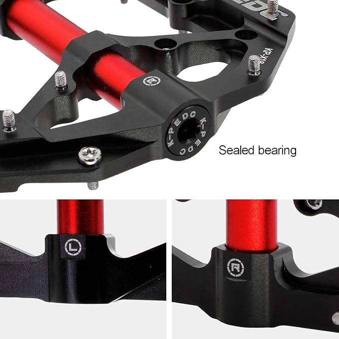 Aluminum Alloy 9/16" Bike Pedal MTB Wide Platform Flat Non-Slip Bicycle Pedals with 3 Bearings for Mountain Bikes, Road, BMX