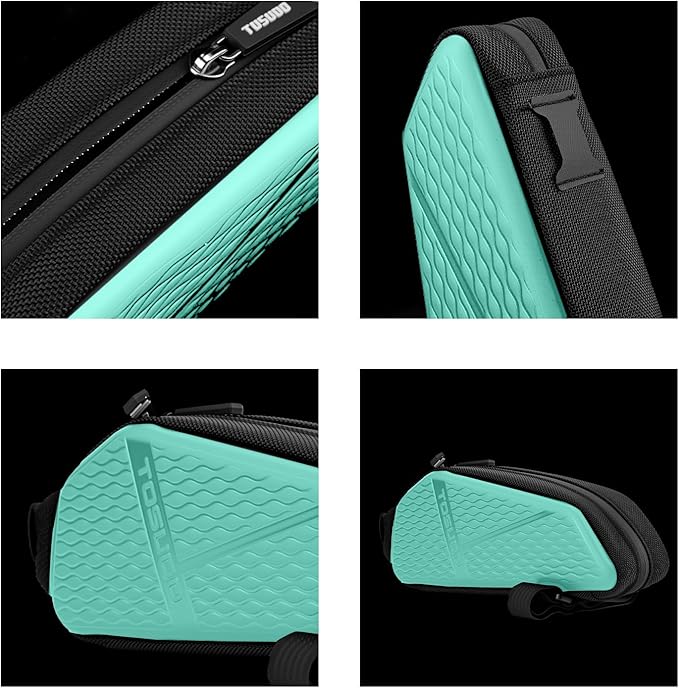Bike Top Tube Bag, Small Front Frame Bag, Waterproof PU & EVA Hard Shell Bicycle Pouch for Phone & Tools, Cycling Accessories (1.2L)