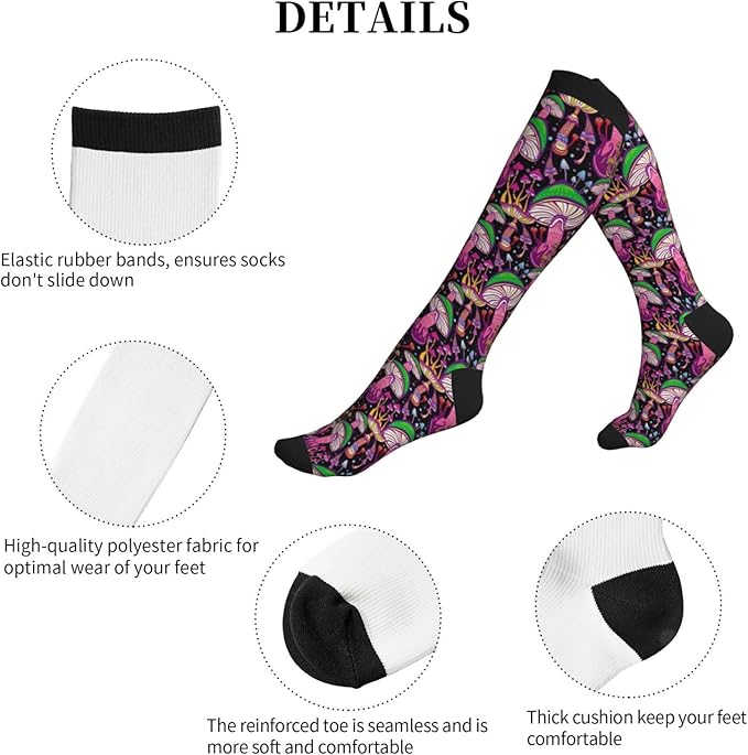 bassyil Compression Socks for Women & Men Circulation 15-20 mmHg Knee High Best Support for Nurses Travel Running Athletic