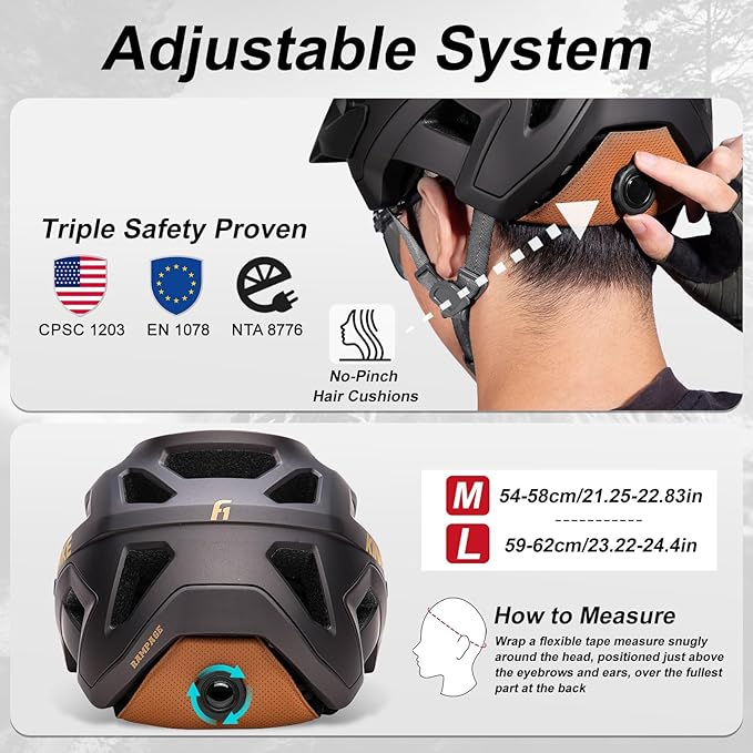 KINGBIKE NTA-8776 Mountain Bike Helmet Professional Ebike Helmets with 3-Level Adjustable Visor & Camera Mount E-MTB Helmet for Adults Men Women Youth E-Bike Safety Certified