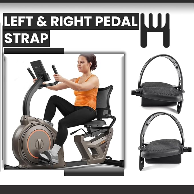 Hydra Fitness Exchange Right & Left Foot Pedal Pair Set – Black | Upright Exercise Bike Pedals with Adjustable Straps | 1/2" Spindle Thread Size | Works with Pro-Form OTS X-Bike Wes-lo Pursuit CT 3.3