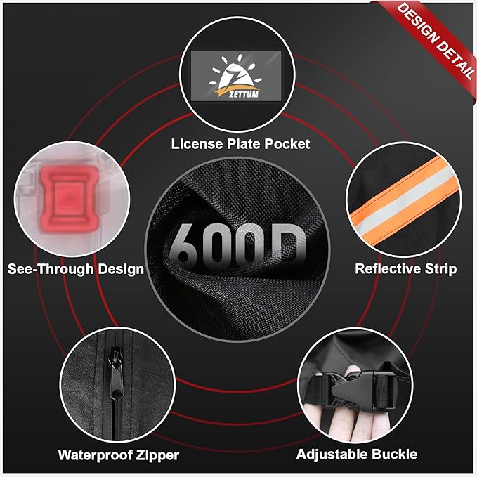 Zettum Bike Cover for Transport 1 Bike - 600D Travel Bike Covers for Bikes on Rear Bike Rack Waterproof & Heavy Duty, Outdoor Full Bicycle Rack Cover for Single Bikes on Car Hitch (Clear)