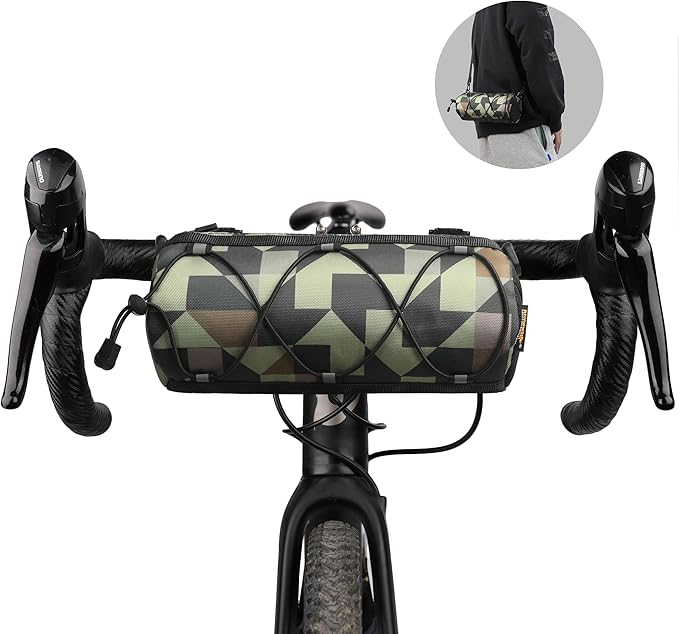 Rhinowalk Bike Handlebar Bag, Bicycle Front Bag Shoulder Bag Storage Bag with Shoulder Strap for Road Mountain Bike Cycling Travel