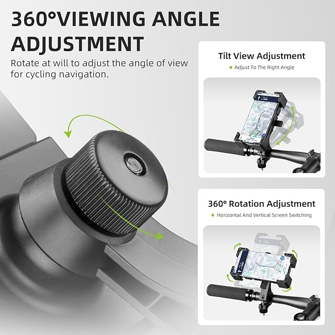 ROCKBROS Bike Phone Mount Holder,Motorcycle Phone Mount Phone Holder for Bike Motorcycle E-Bike Cell Phone Clamp for iPhone 16 15 Pro Max/ 14/13, Galaxy S10 and More 4.5-7.2" (White)