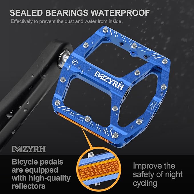 MZYRH Mountain Bike Pedals MTB Pedals,9/16" Non-Slip Lightweight Aluminum Alloy Bicycle Pedals for Road Mountain BMX MTB