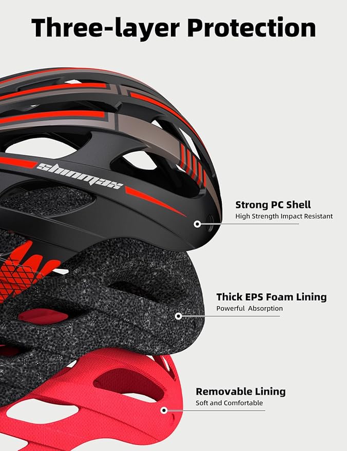 Shinmax Bike Helmet with USB Rechargeable Light & Detachable Magnetic Goggles UV Protective, Bicycle Helmet Men Women Mountain Road Adjustable Adult Cycling Helmet (WT-049)