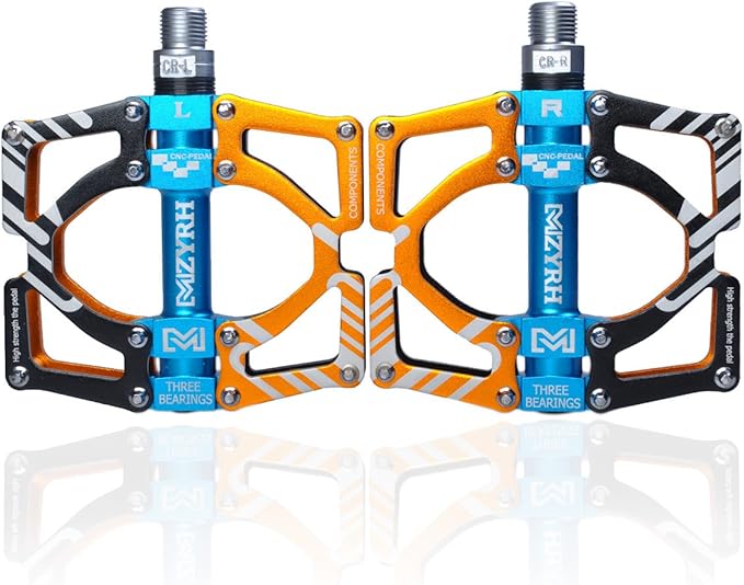 ThinkTop Aluminum Alloy Mountain Bike Pedals Axle 9/16 3 Bearing Platform Pedals Flat Sealed Ever Lubricate Bearing for Road BMX MTB Bicycle Cycling