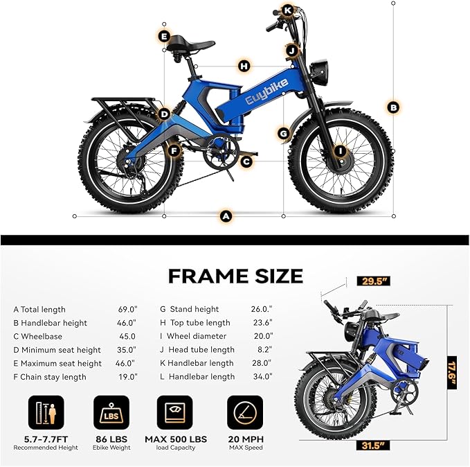 2000W/3000W Peak Motor Electric Bike for Adults, 48V/52V 25AH/30AH Battery Full Suspension Foldable Ebike, 20"x4.0" Fat Tires 35MPH Dirt Bike, 100/120 Miles Hydraulic Brake Magnesium Alloy Motorcycle