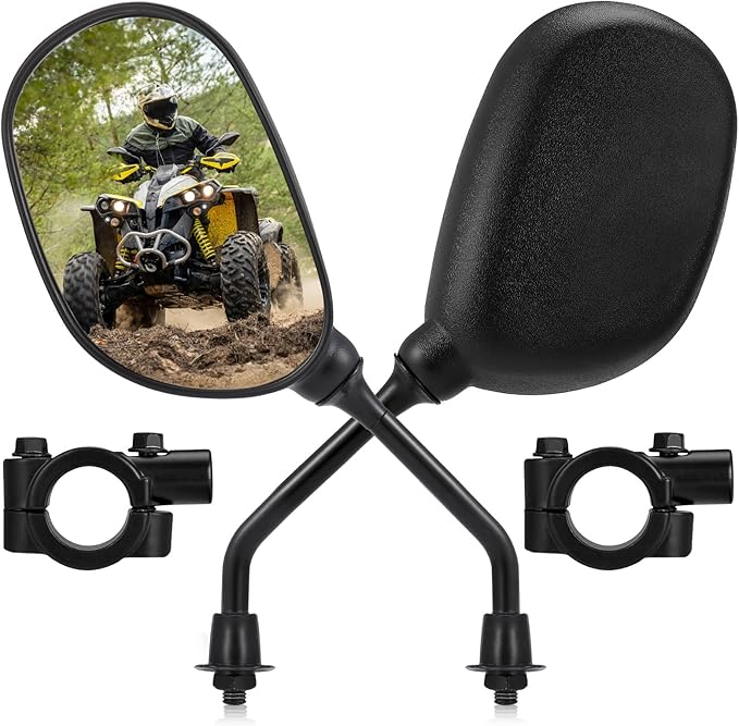 KEMIMOTO ATV Mirrors 360 Degrees Ball Type Adjustable 8MM Rearview Mirror with 7/8" Handlebar Mount Clamp Compatible with ATV Motorcycle Scooter Sportsman Dirt Bike