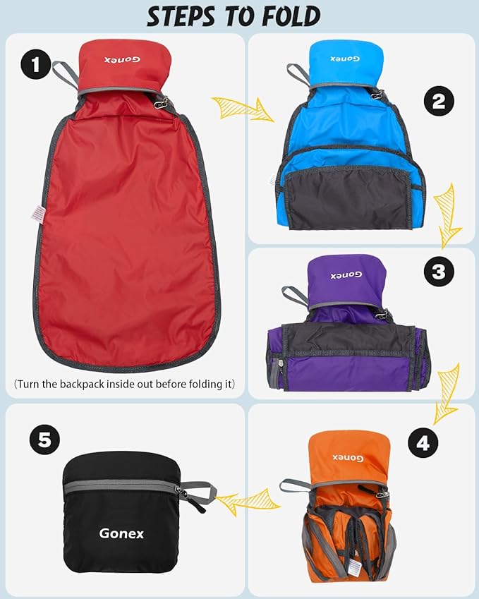 Gonex Ultra Lightweight Packable Backpack 20L Daypack Handy Foldable Camping Outdoor Travel Cycling Backpacking
