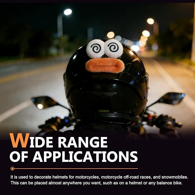 Cute Plush Helmet Decoration Decal, Funny Expressions Helmet Sticker, Self-Adhesive Motorcycle Helmets Accessories, Universal for Motorcycle/Electric Scooter Helmets (Style 3)