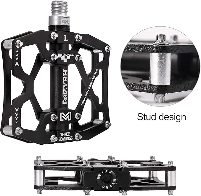 MZYRH Mountain Bike Pedals, Ultra Strong Colorful CNC Machined 9/16" Cycling Sealed 3 Bearing Pedals