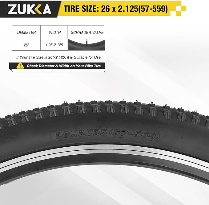 ZUKKA Bike Tire 20/24/26/27.5/29 x 2.125 Bike Tire 2 Pack Mountain Bike Tire Folding Replacement Tire for MTB Mountain Bike, Kids