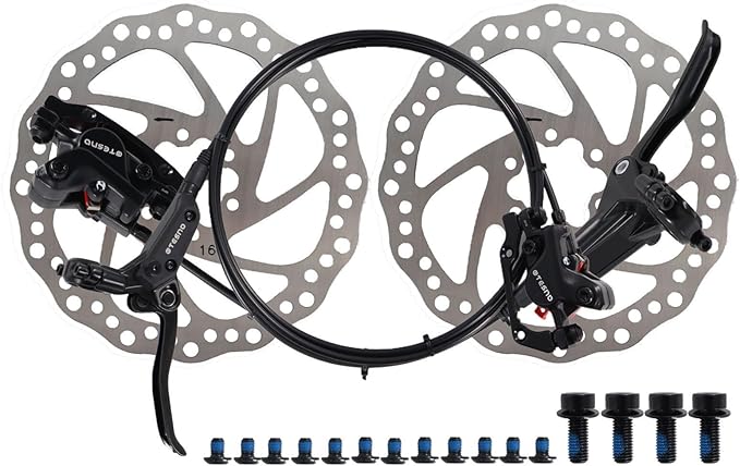 MTB Hydraulic Disc Brakes Set Left Front 800mm Right Rear 1400mm with 160mm Rotors,Aluminum Oil Pressure Calipers Levers for Mountain bike E-Bike Fat Bike Road Bike
