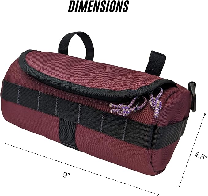 Handlebar Bag (For The Zin) | 2 Liter Capacity | Spacious Bike Bag w/ 2 Extra Long Buckle Straps & 1 Hook-and-Loop Strap | Water Resistant Front Basket | Bike Accessories | Made in USA