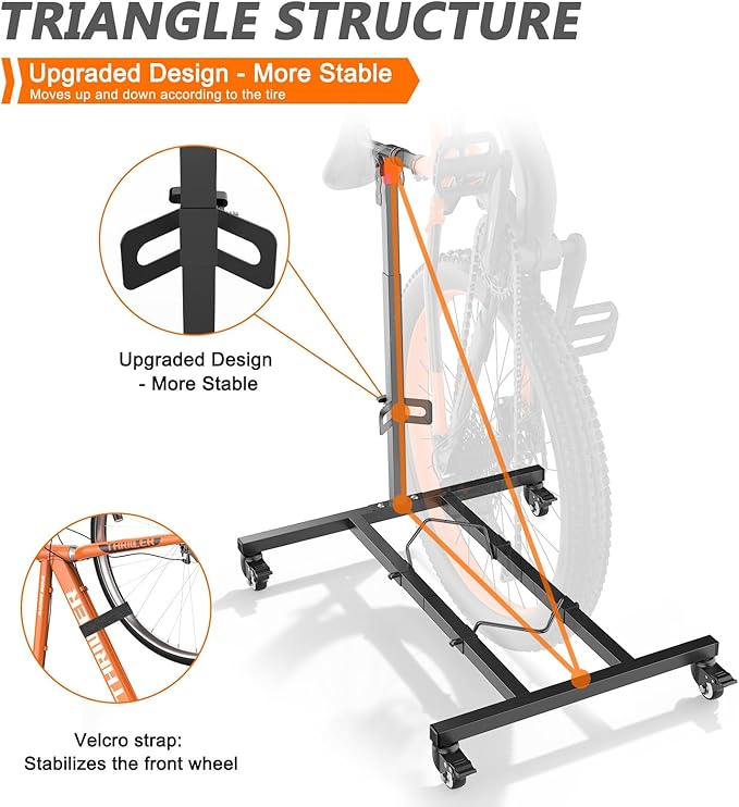 Vertical Bike Stand,Freestanding Space-Saving Bike Rack with Adjustable Height for Wheels Sizes up to 29”,Indoor Bike Storage Rack for Garage & Apartment, Upright Bicycle Floor Holder for MTB Road Bike
