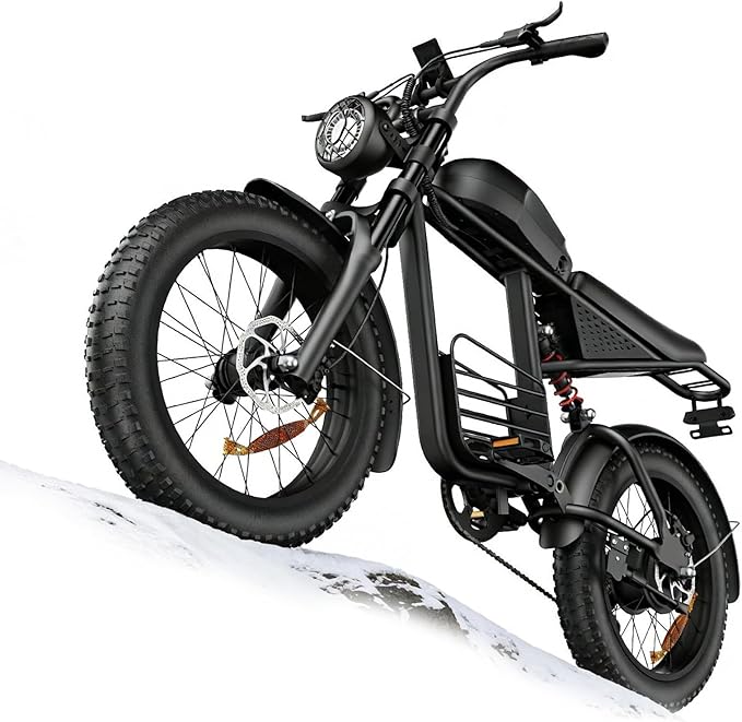 Electric Bike for Adults, 1000W/1500W Dirt Bike, 30MPH/34MPH, 48V 15Ah/48V 18.9Ah E-Bike, 30-47 Miles Electric Motorcycle, 20" Fat Tire Off-Road Bike, All Terrain for Mountains, Snow, Sand, Road