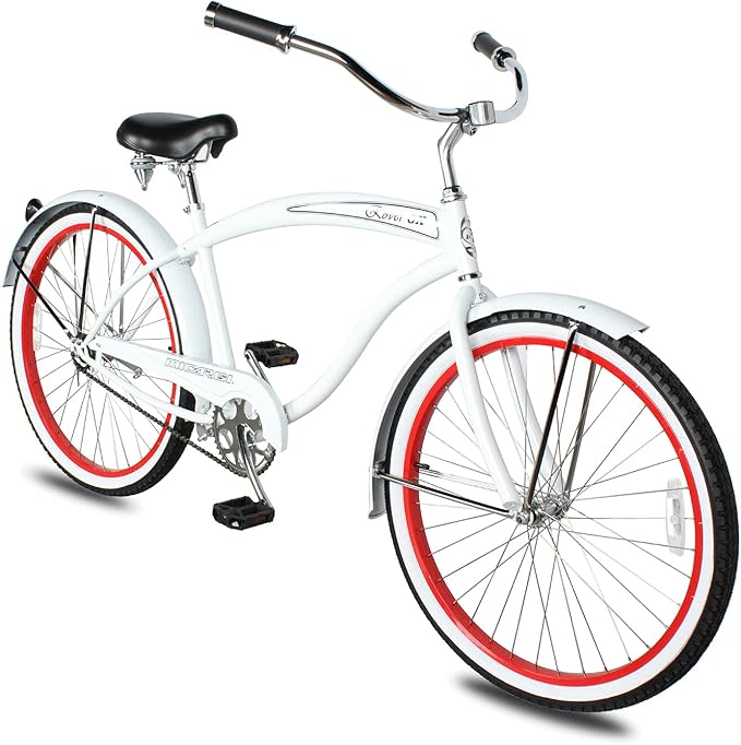 MICARGI 24/26 Inch Adult Cruiser Bicycle Hybrid Bike 1/7 Speeds Commuter Bike for Women, Men, Seniors,Step-Through or Step-Over Bike Steel Frame Multi Colors Style