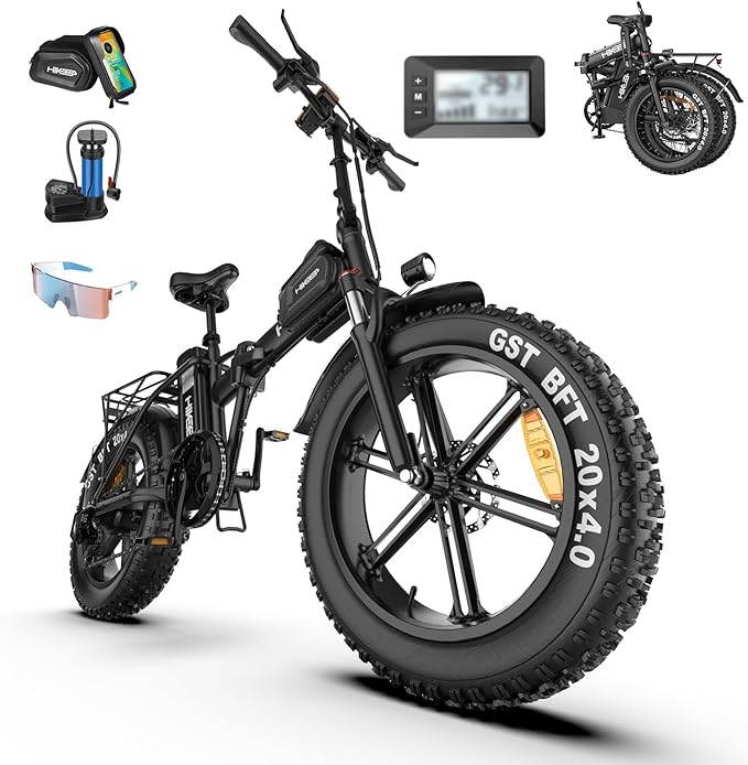 Fat Tire Electric Bike for Adults, UL2849 Certified 90% Pre-Assembled Folding E-Bike with Removable Battery & Cargo Rack