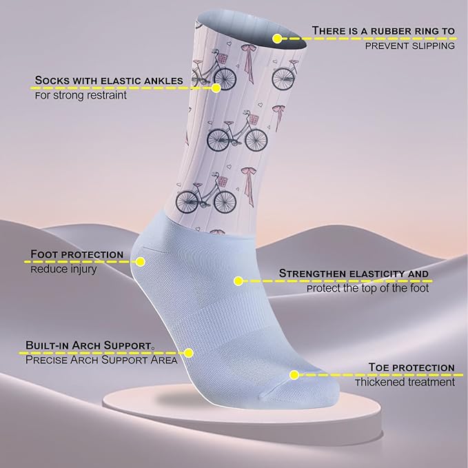 Cycling Socks Athletic Crew Socks Breathable Cushioned Compression Running Hiking Socks For Mens Womens