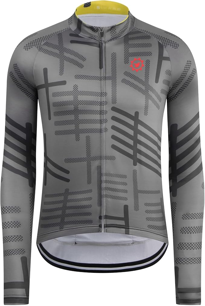 GCRFL Men's Cycling Jersey Long Sleeve Biking Shirt with 3+1 Zipper Pocket Breathable Quick Dry Bicycle Jersey