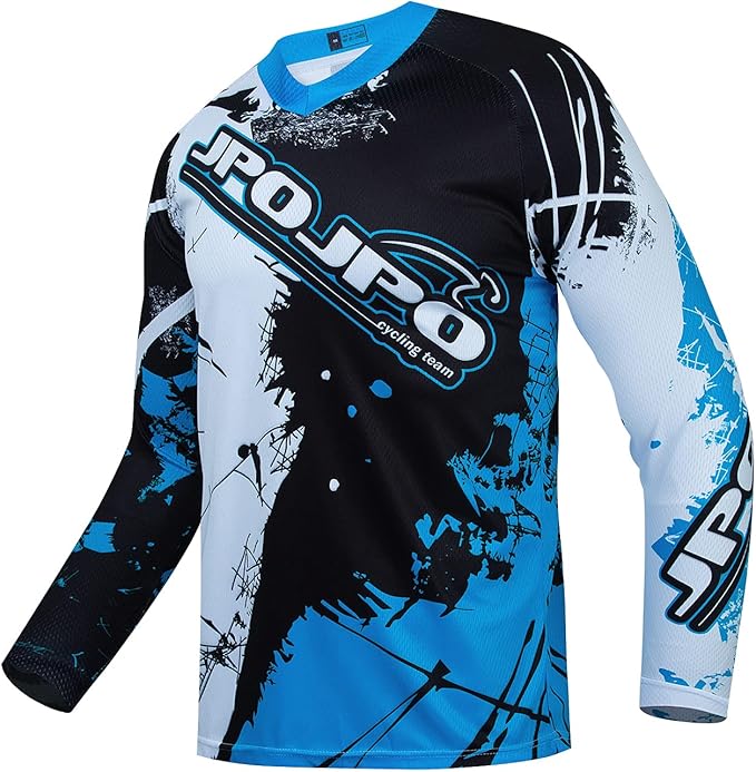 JPOJPO Men's Mountain Bike Jersey Long Sleeve MTB Off-Road Racing Downhill Motocross Shirts Quick Dry&Moisture-Wicking Tops