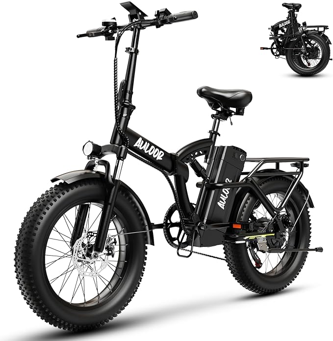 1000W Folding Electric Bike,48V 20AH Removable Battery E Bike,30+MPH,80 Miles Max Range Electric Bike for Adults,20" Fat Tire Foldable ebike,Adult Electric Bicycle for Commute Beach Snow
