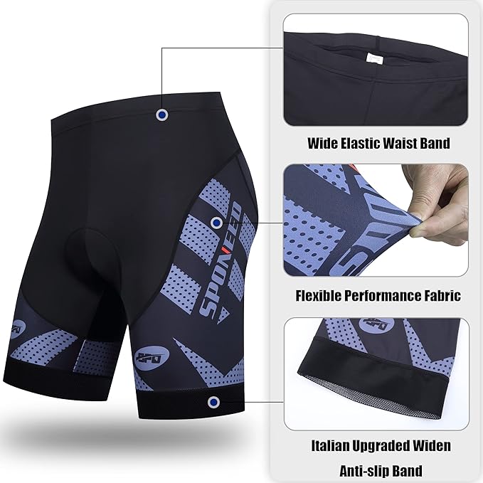 sponeed Men's Cycling Shorts Padded Bicycle Riding Pants Bike Biking Clothes Cycle Wear Tights