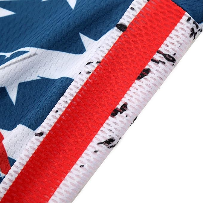JPOJPO USA Cycling Jersey Men Short Sleeve Bike Shirts Biking Jersey Summer American Bicycle Tops with 3 Pockets Reflective