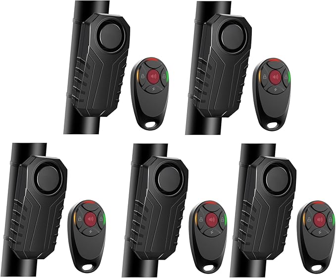 113dB Bike Alarm,Motorcycle Alarm,Burglar Vibration Motorcycle Bicycle Alarm Security System IP65 Waterproof, Suitable for Scooter Vehicle Trailer Car Door Window Electric Bike Accessories, 5PC