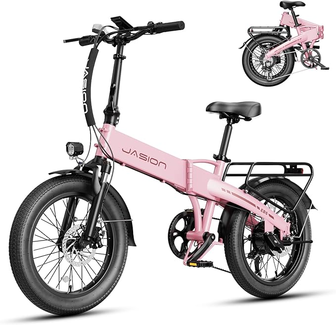 Jasion Electric Bike for Adults, 1000W Peak Motor Foldable Ebike, Aluminum 20'' Fat Tire Electric Bicycle Built-in 48V Removable Battery, EBS Commuter E Bikes up to 23 MPH & 45 Miles Max Range