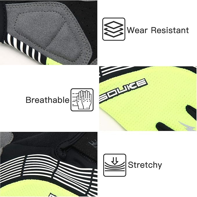 Souke Sports Cycling Bike Gloves - Padded Half Finger Bicycle Gloves with Shock-Absorbing, Anti-Slip, Breathable MTB & Road Biking Features for Men & Women