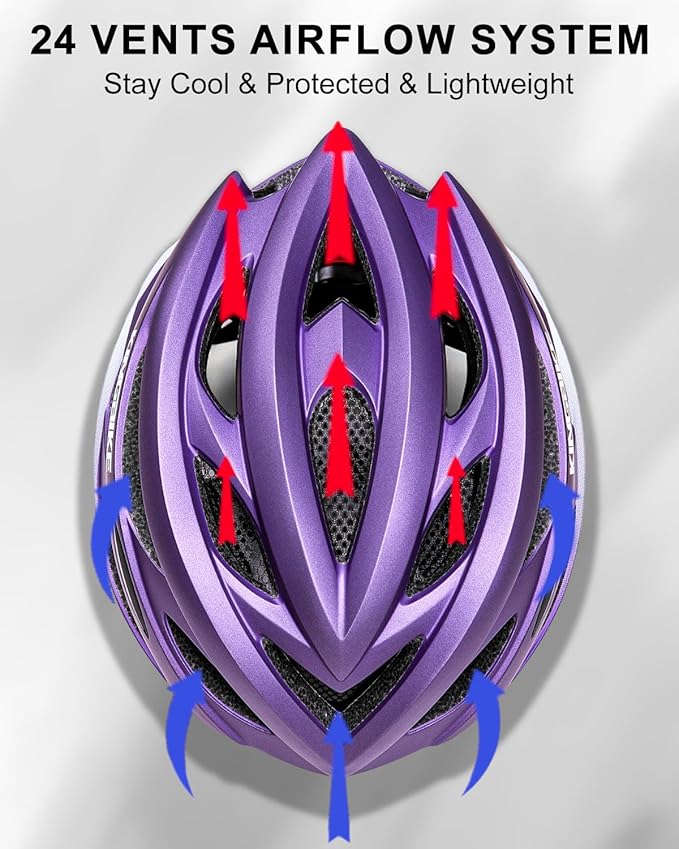 KINGBIKE Bike Helmet for Adult Men Women Youth Road Commute Mountain Cycling Helmets with USB Rechargeable Light Replaceable Padding and Visors Lightweight 20.4-23.6in